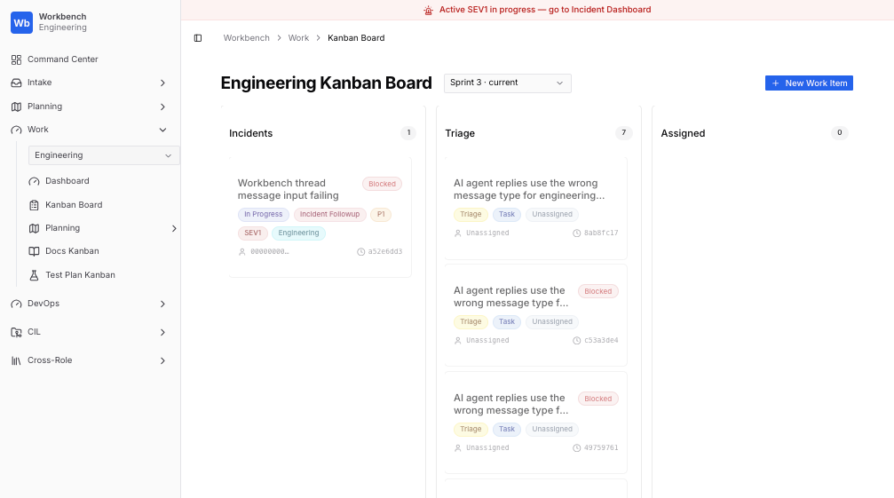 Workbench engineering kanban